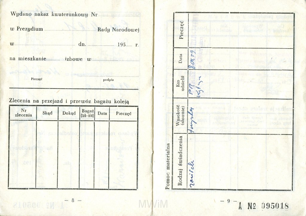 KKE 5693-6.jpg - Dok. Karta Repatriacyjna Katarzyny Graszko (ur. 18 XI 1894 r. w Moskwie) – córka Jana i Weroniki Graszko, Kętrzyn, 2 IV 1959 r.